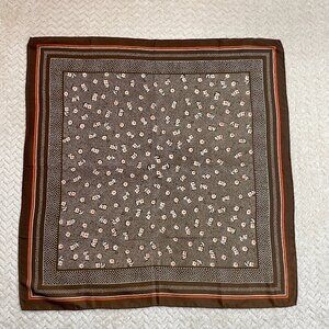 Vintage Baar & Beard Brown Retro Academia Floral Polka Dot 50s Square Scarf